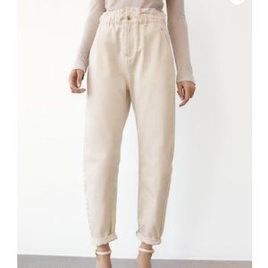 Zara High Waisted Paperbag Baggy Jeans